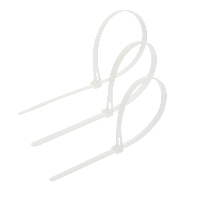 Хомут нейлоновый для стяжки, ТУНДРА, многоразовая, 7.2×300 мм, белый, 50 шт.